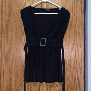 Wrapper Black Tank Top w/ Tie Back